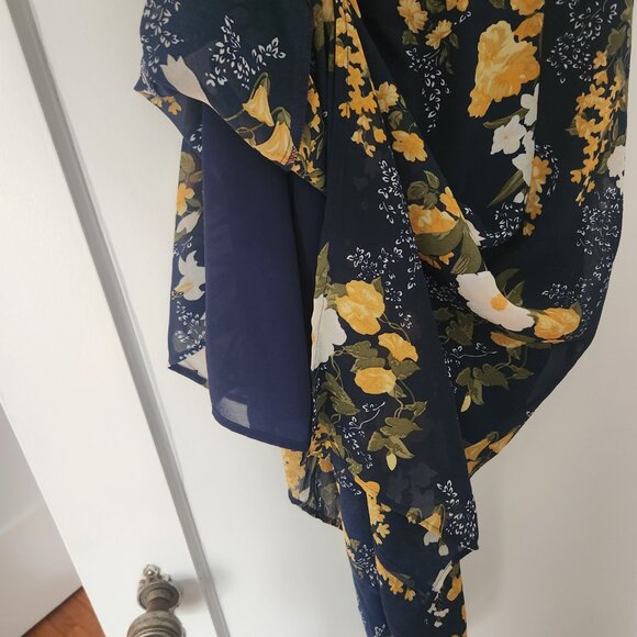 Commense Floral Midi Dress - Navy and Yellow - Picture 6 of 9